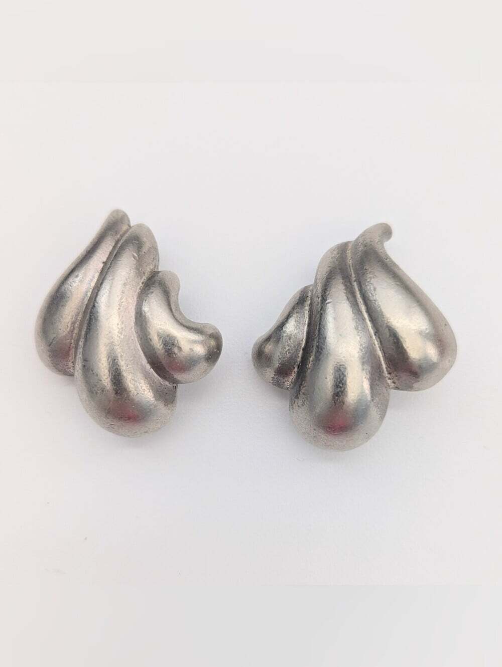 Silver-Tone Sculpted Swirl Clip-On Earrings
